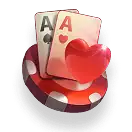เต๋าไพ่แสดงหัวใจและตัวอักษร A สำหรับเกมโป๊กเกอร์.